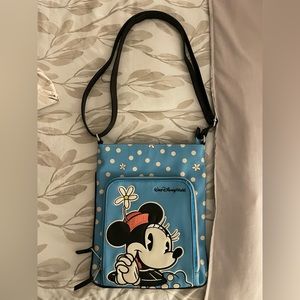 Disney World Minnie Mouse Blue Embroidered Crossbody